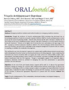 Meloy P G. Tricyclic Antidepressant Overdose. JETem 2019. 43O1 28 pdf